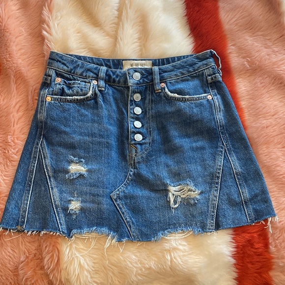 Free People Denim a-line mini skirt distressed - Picture 8 of 10